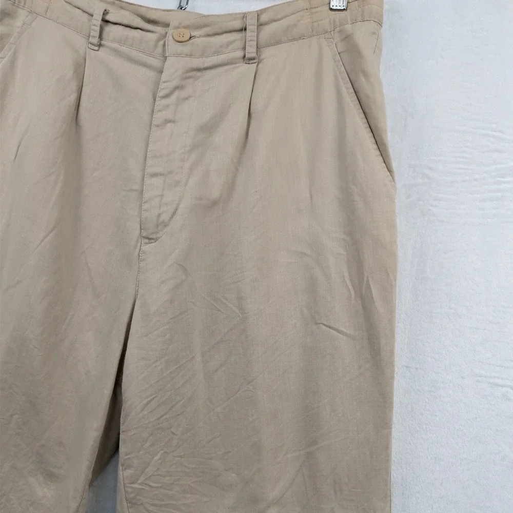 VTG Soulot Pants Mens XL Tan Pleated Relaxed High Rise Wide Leg Skater Baggy Y2K